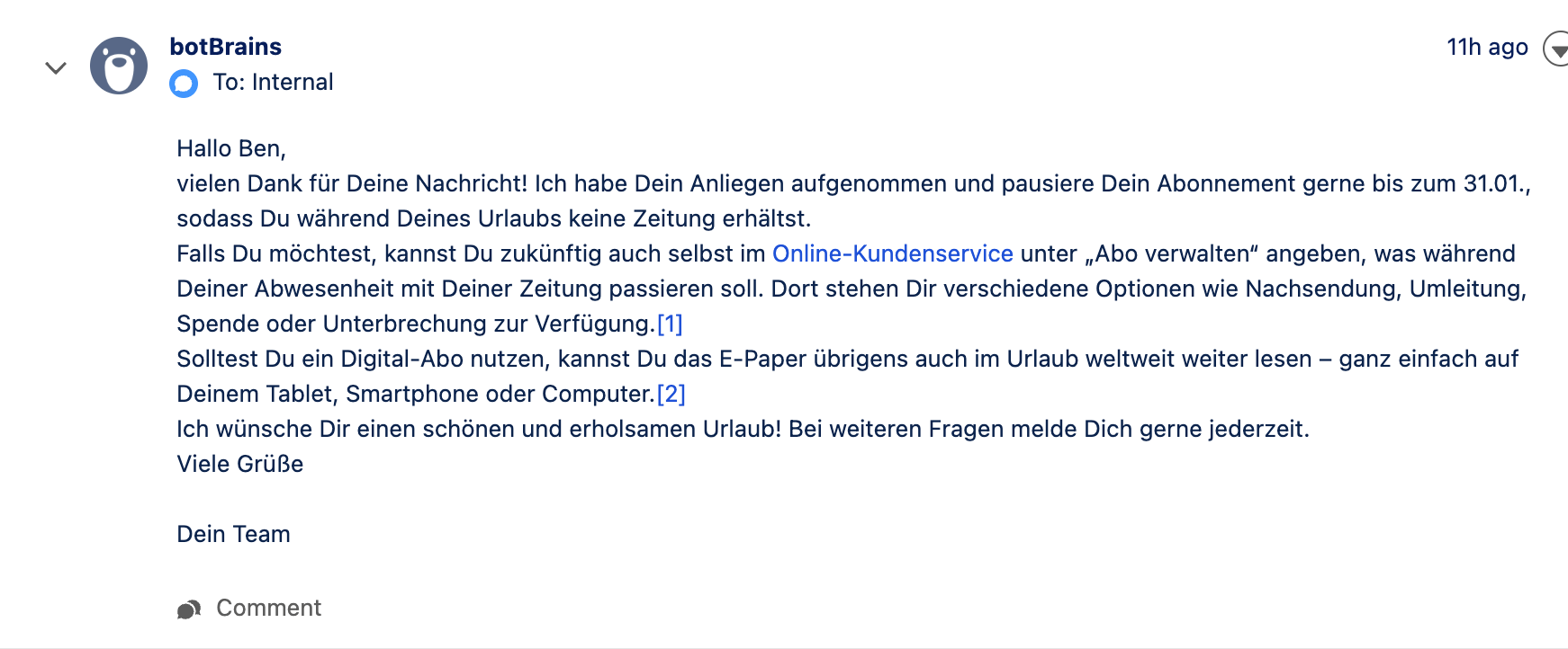 Internal answer suggestions in Salesforce