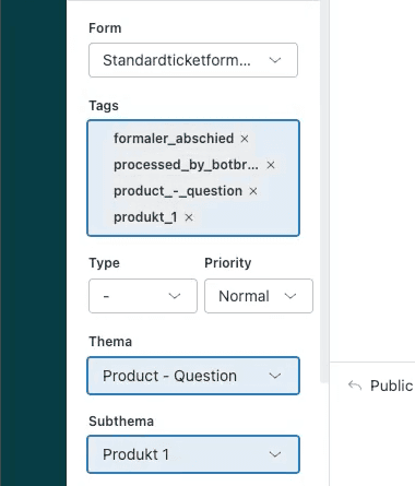 Mock: Vorhergesagte Ticket-Felder und Tags automatisch angewendet