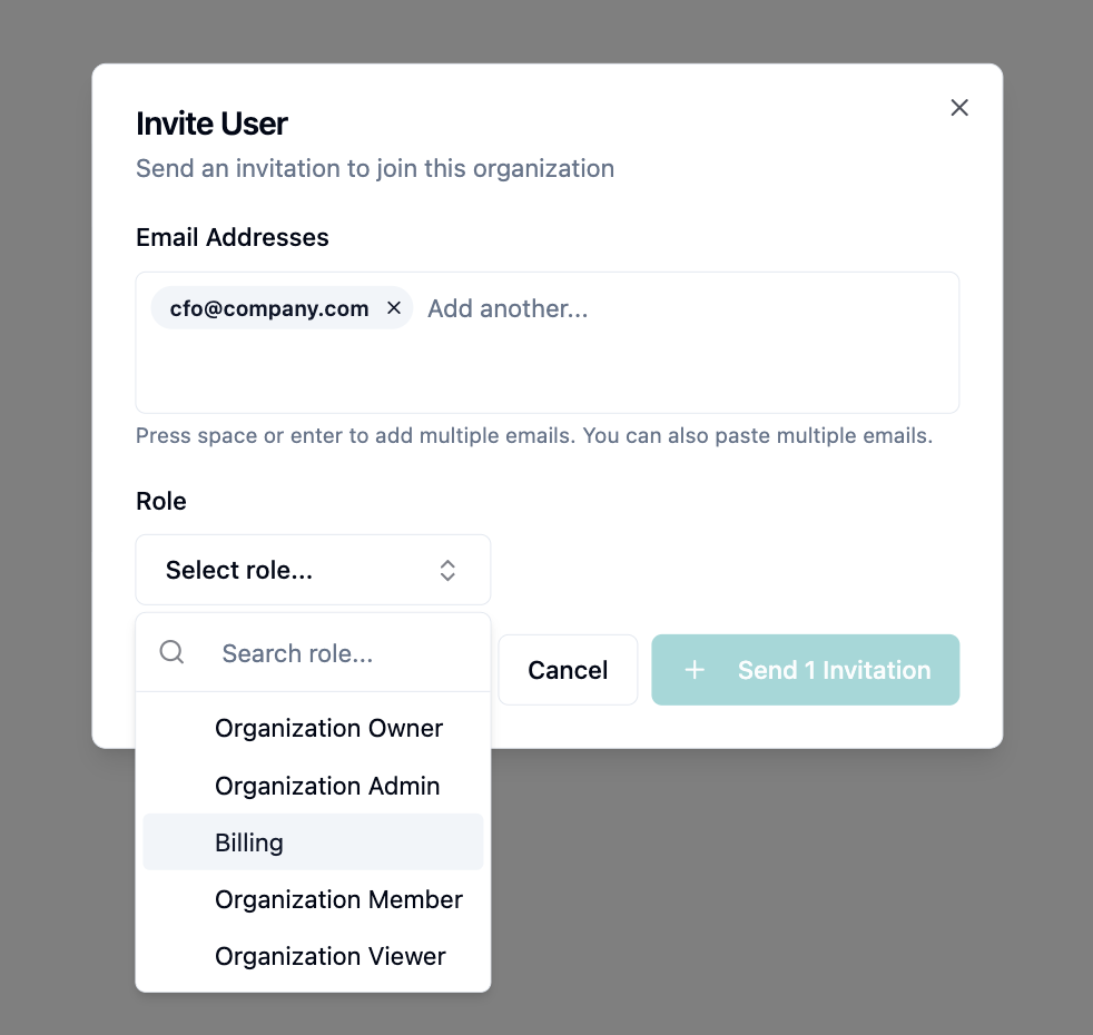 Finance role with access to billing data without customer conversations